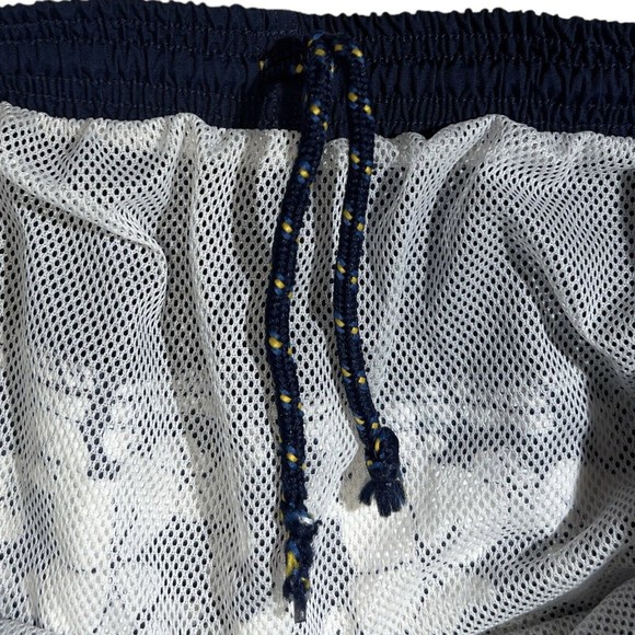 VTG Down Under Swim Trunks Navy/Wh Floral Trim Pockets Lined Elastic Taiwan XL - Picture 5 of 7